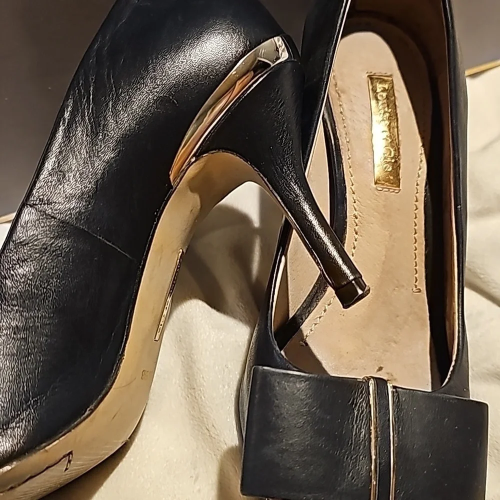 Louise etc Cie Lo-Nadia navy pumps with gold accents deep azure aspen calf